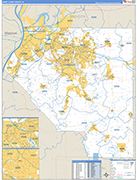 St. Clair County Wall Map Basic Style